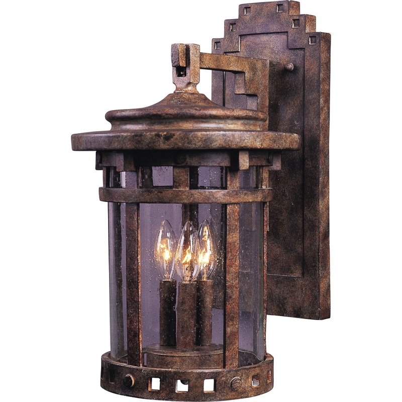 Maxim 40035CDSE Santa Barbara VX Three Light Outdoor Wall Lantern, Sienna