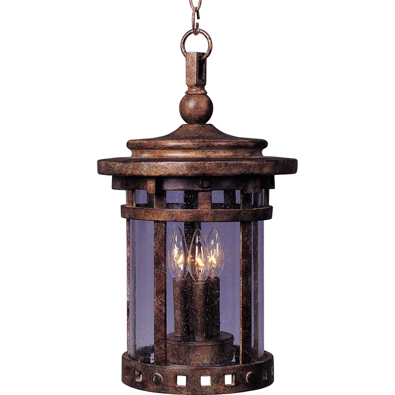 Maxim 40039CDSE Santa Barbara VX Three Light Outdoor Hanging Lantern, Sienna