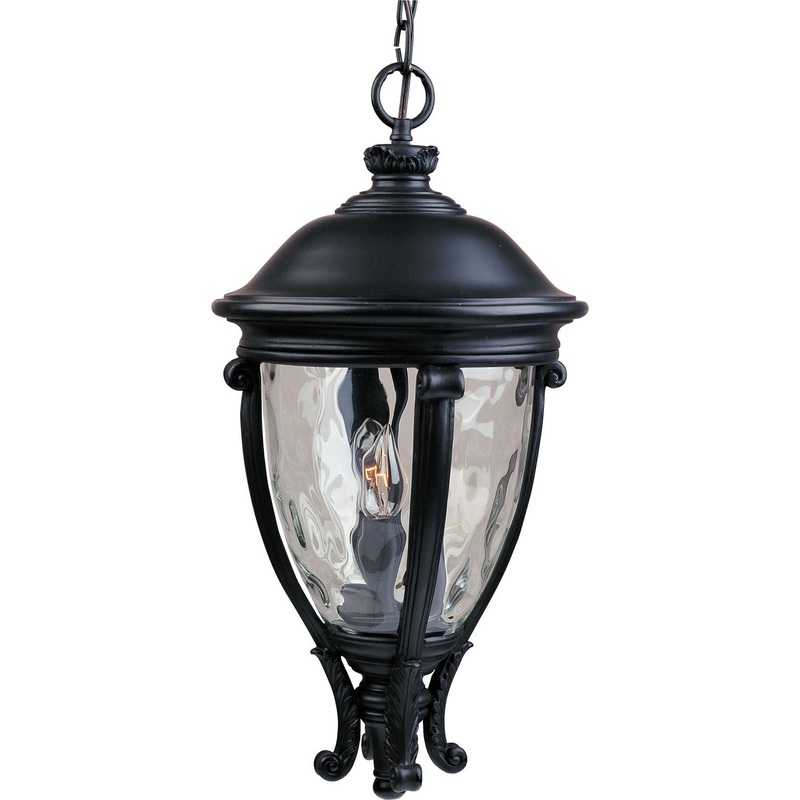 Maxim 41429WGBK Camden VX Three Light Outdoor Hanging Lantern, Black