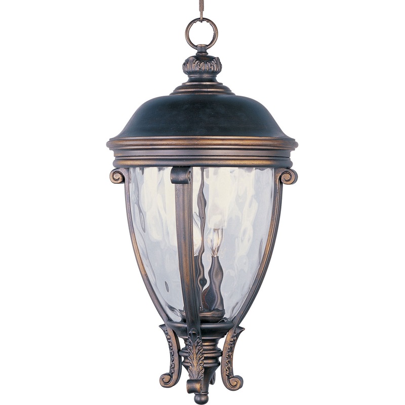 Maxim 41429WGGO Camden VX Three Light Outdoor Hanging Lantern, Golden Bronze