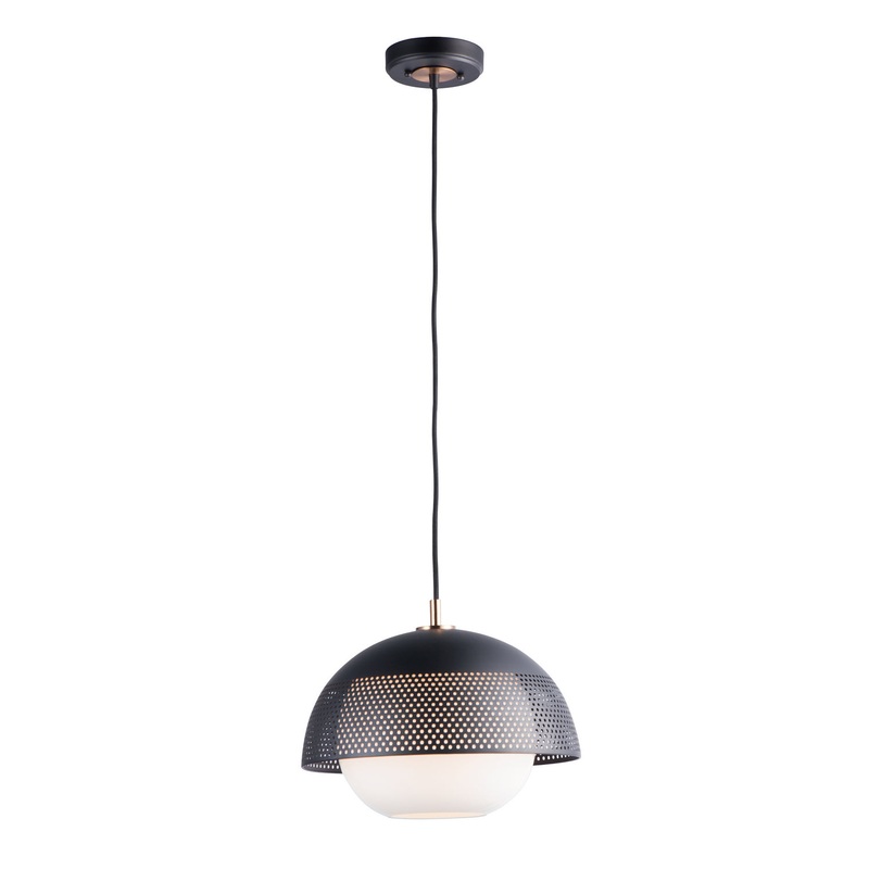 Maxim 10082WTBKSBR Perf One Light Pendant, Black / Satin Brass