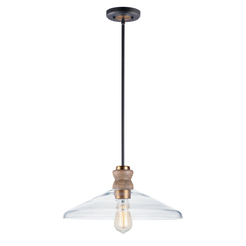 Maxim 10100CLWOAB Nelson One Light Pendant, Weathered Oak / Antique Brass