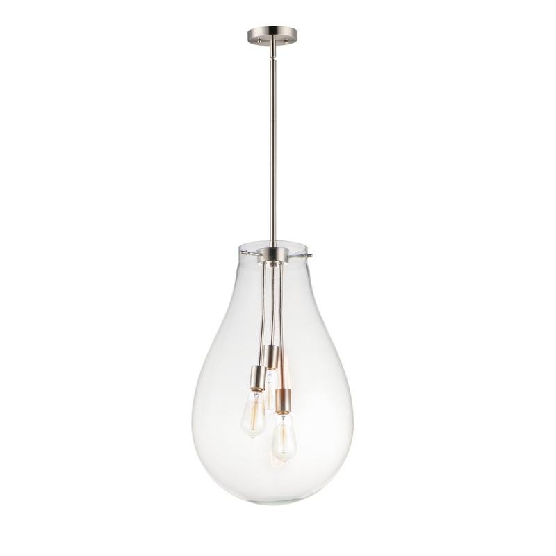 Maxim 10164CLSN Gourd Three Light Pendant, Satin Nickel