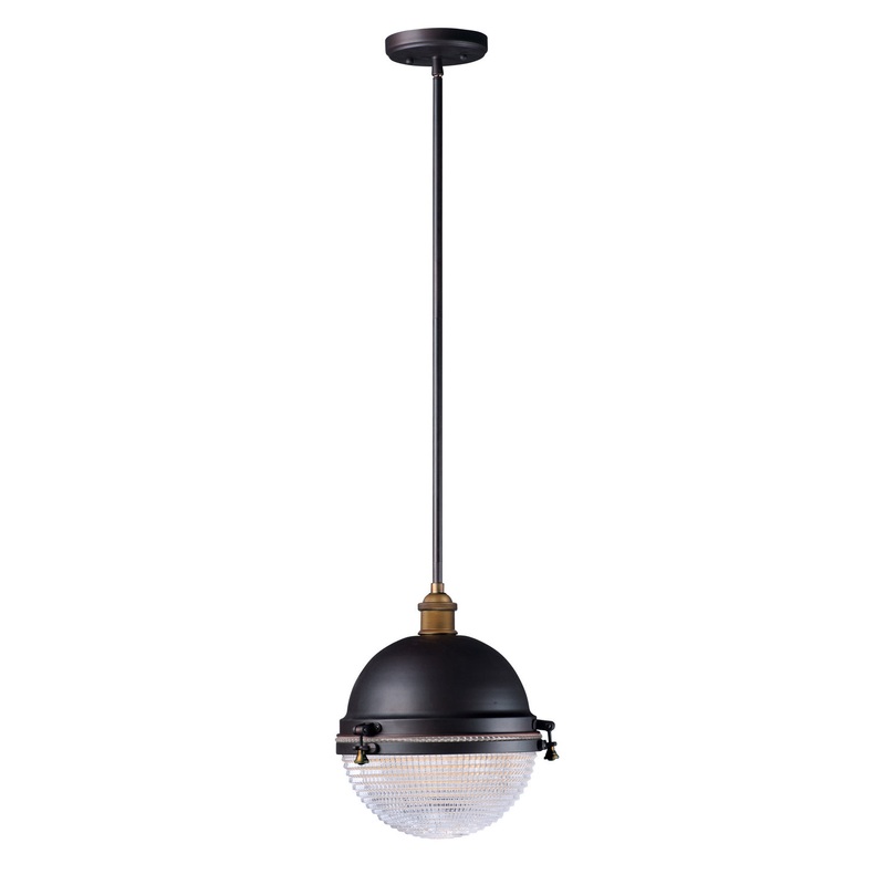 Maxim 10187OIAB Portside One Light Outdoor Pendant, Oil Rubbed Bronze / Antique Brass