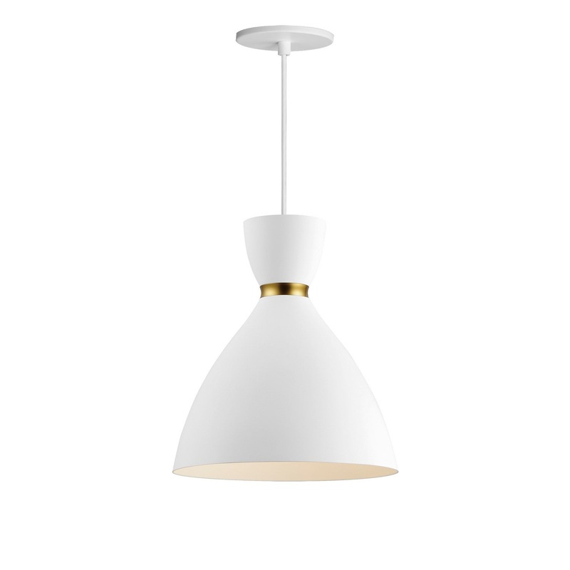 Maxim 11302WTSBR Carillon One Light Mini Pendant, White/Satin Brass