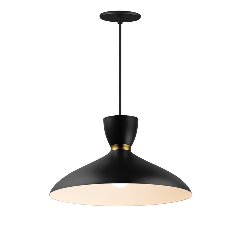 Maxim 11304BKSBR Carillon One Light Pendant, Black / Satin Brass