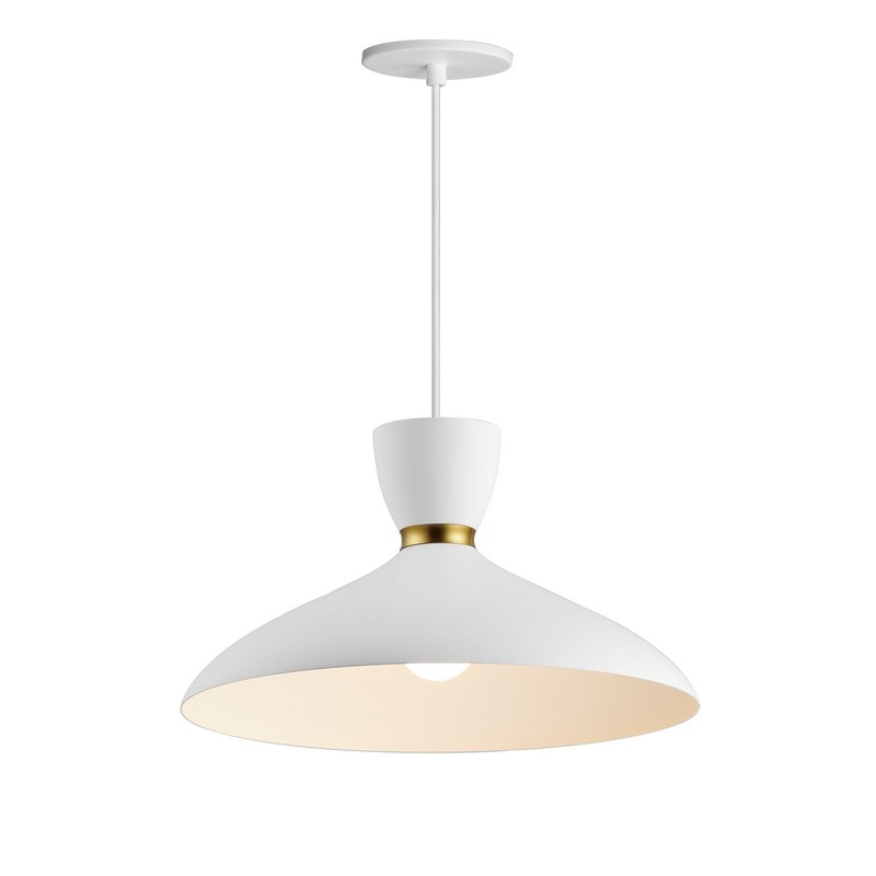 Maxim 11304WTSBR Carillon One Light Pendant, White/Satin Brass