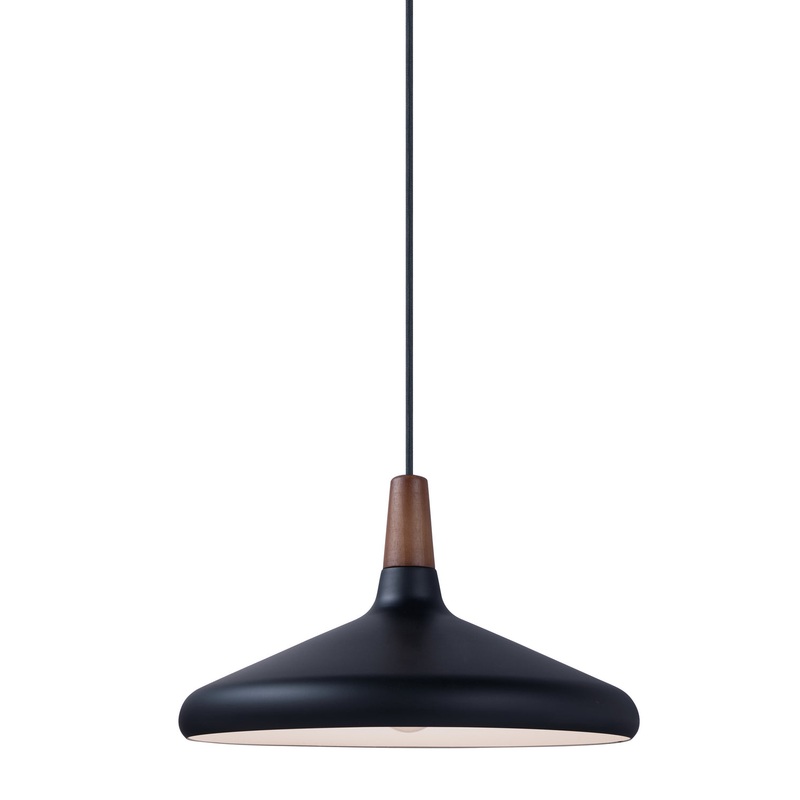 Maxim 11354WNBK Nordic One Light Pendant, Walnut / Black