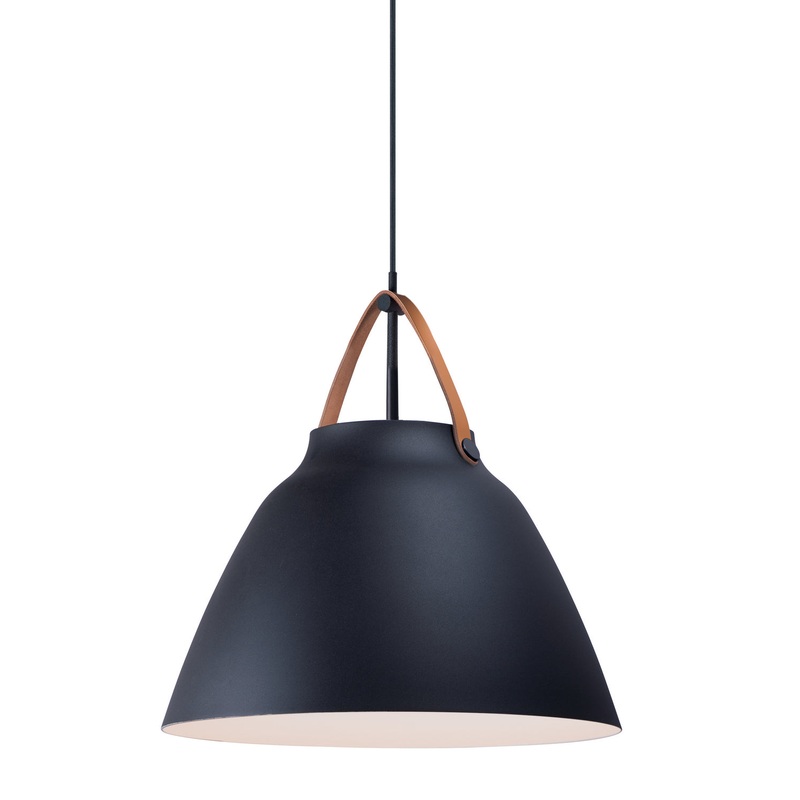 Maxim 11358TNBK Nordic One Light Pendant, Tan Leather / Black