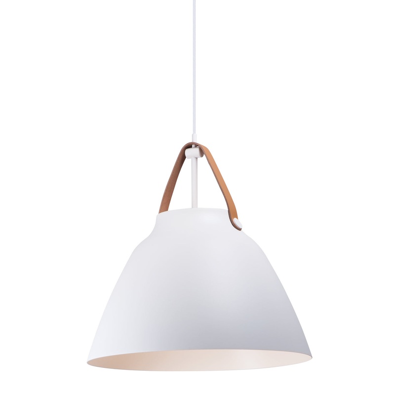Maxim 11358TNWT Nordic One Light Pendant, Tan Leather / White