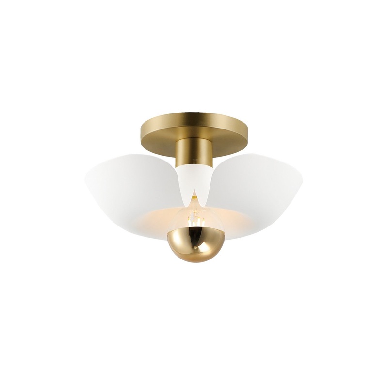 Maxim 11390WTSBR Poppy LED Flush Mount, White/Satin Brass