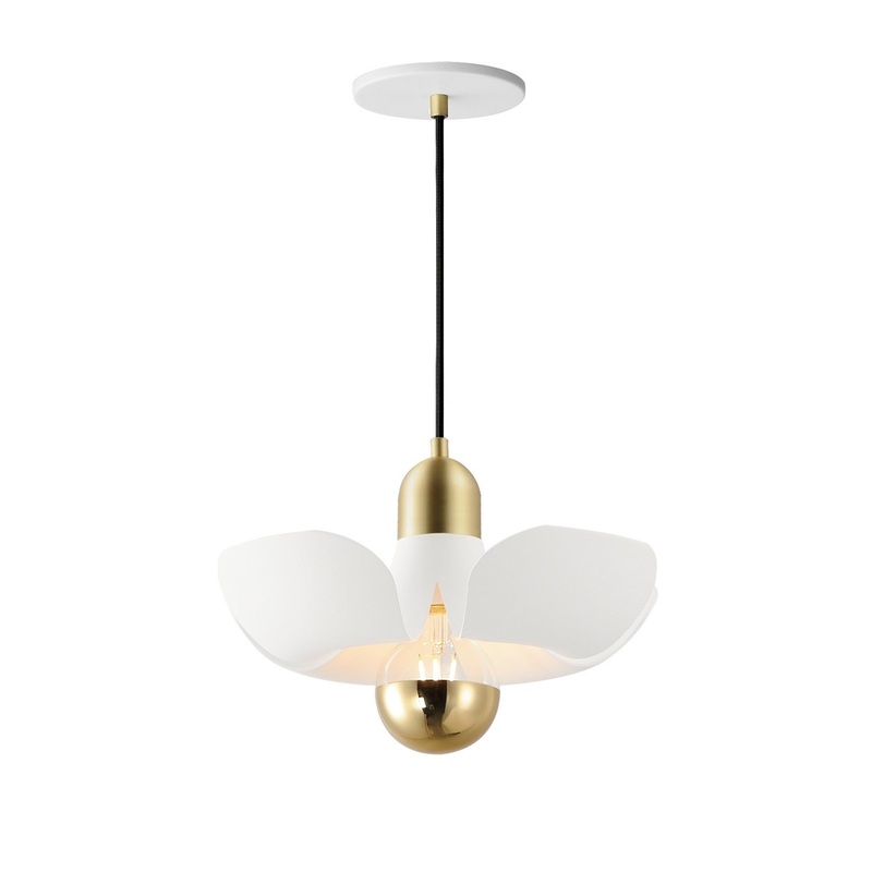 Maxim 11391WTSBR Poppy LED Pendant, White/Satin Brass