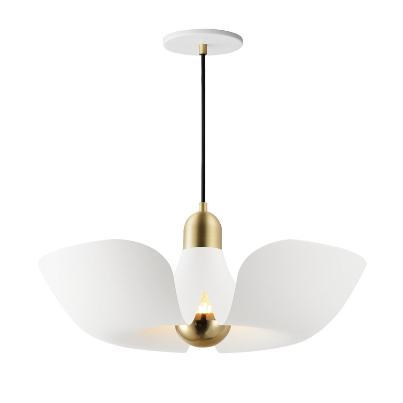 Maxim 11392WTSBR Poppy LED Pendant, White/Satin Brass