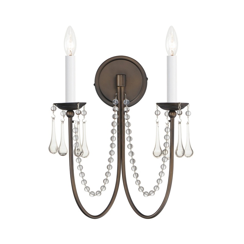 Maxim 12161CHB/CRY Plumette Two Light Wall Sconce, Chestnut Bronze