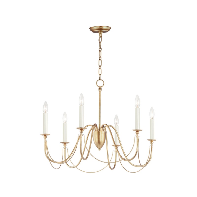 Maxim 12166GL Plumette Six Light Chandelier, Gold Leaf