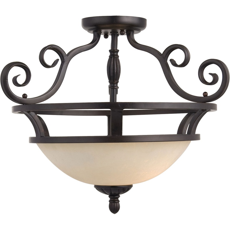Maxim 12201FIOI Manor Two Light Semi-Flush Mount, Oil Rubbed Bronze