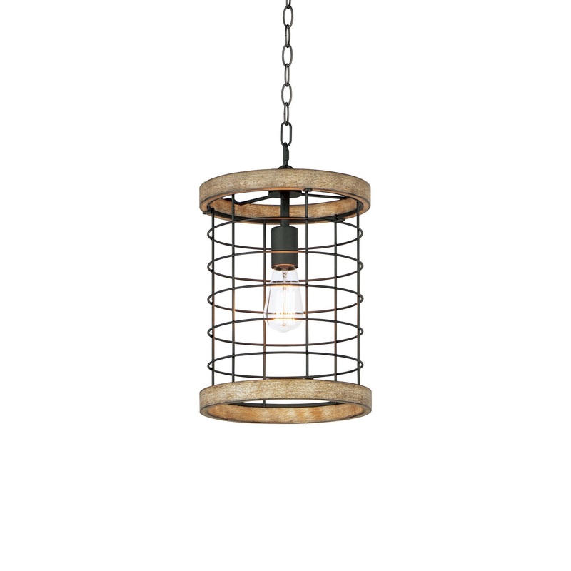 Maxim 12519DWBK Homestead One Light Pendant, Driftwood / Black