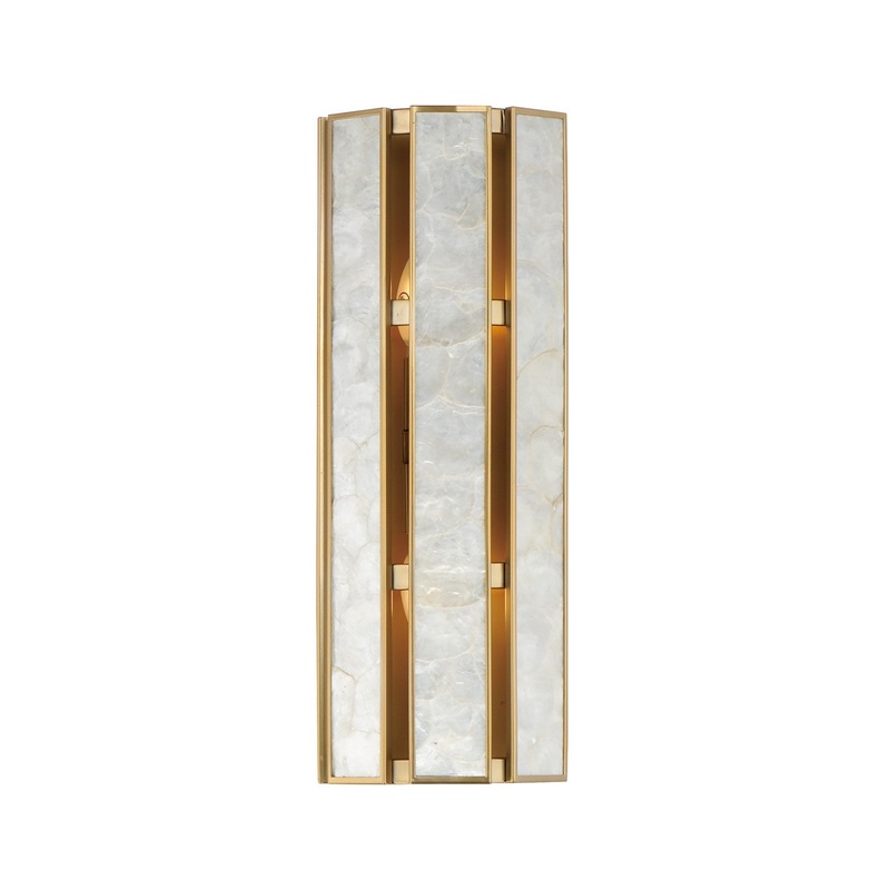 Maxim 12801CZNAB Miramar Two Light Wall Sconce, Capiz / Natural Aged Brass