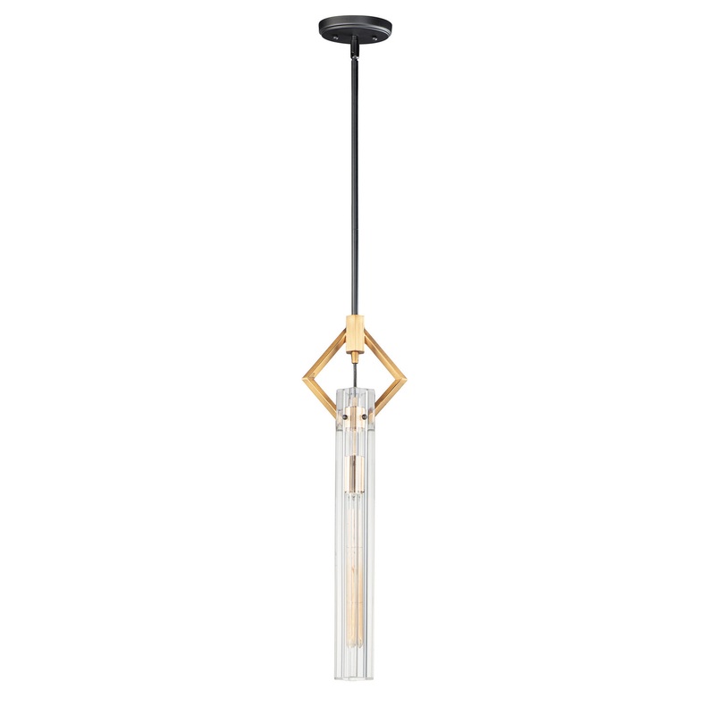 Maxim 16111CLBKAB Flambeau One Light Pendant, Black / Antique Brass