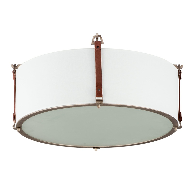 Maxim 16139FTWZBSD Sausalito Four Light Flush Mount, Weathered Zinc / Brown Suede