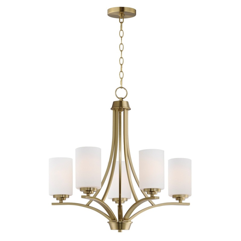Maxim 20035SWSBR Deven Five Light Chandelier, Satin Brass