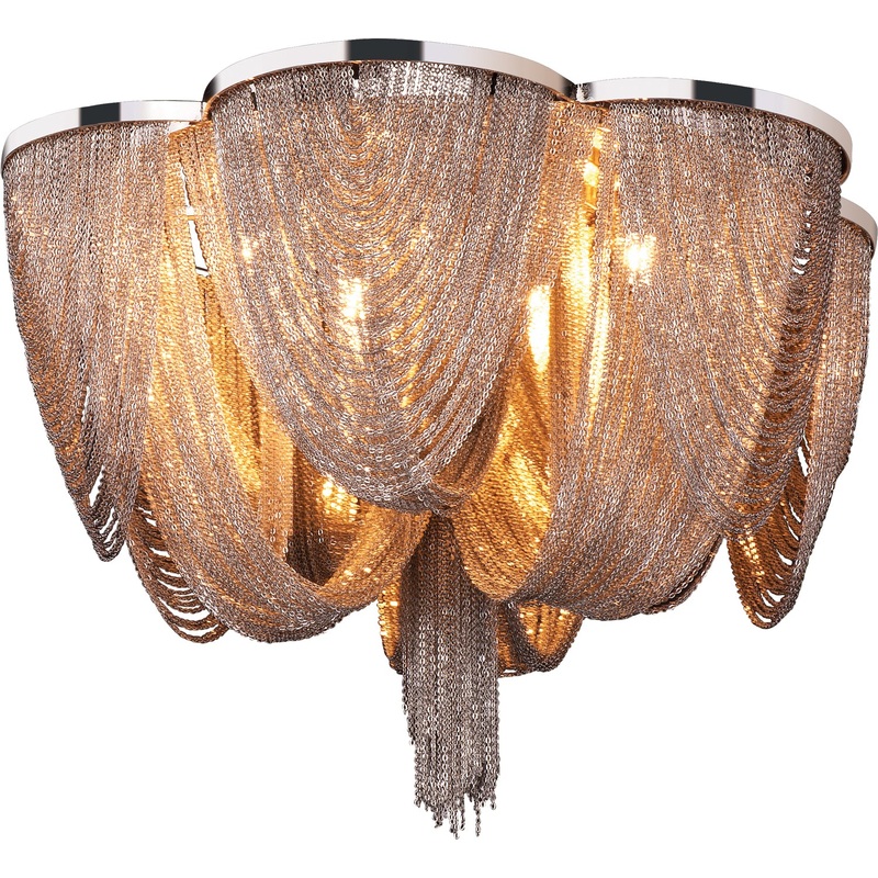 Maxim 21460NKPN Chantilly Six Light Flush Mount, Polished Nickel