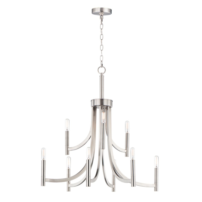 Maxim 21529SN Lyndon Nine Light Chandelier, Satin Nickel