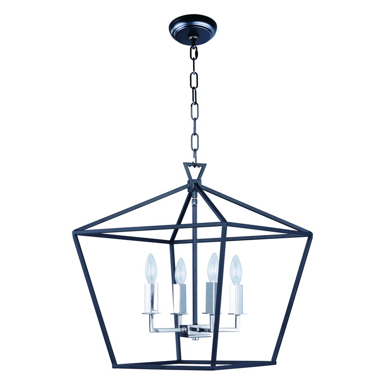 Maxim 25156TXBPN Abode Four Light Chandelier, Textured Black / Polished Nickel