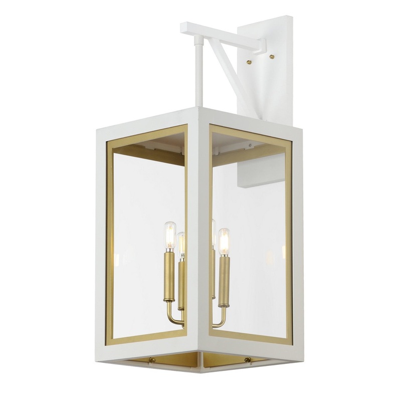Maxim 30056CLWTGLD Neoclass Four Light Outdoor Wall Sconce, White/Gold