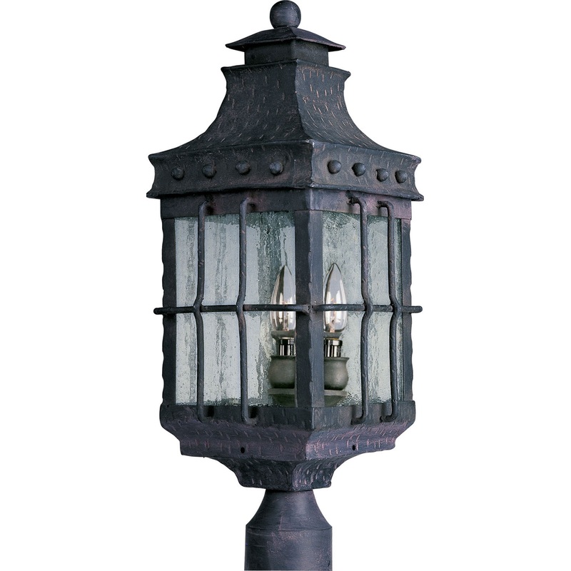 Maxim 30080CDCF Nantucket Three Light Outdoor Pole/Post Lantern, Country Forge