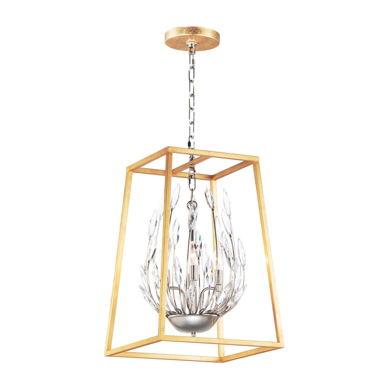 Maxim 32404BCPNGL Bouquet Four Light Pendant, Polished Nickel / Gold Leaf