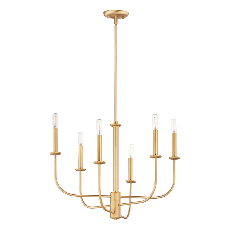 Maxim 10326SBR Wesley Six Light Chandelier, Satin Brass