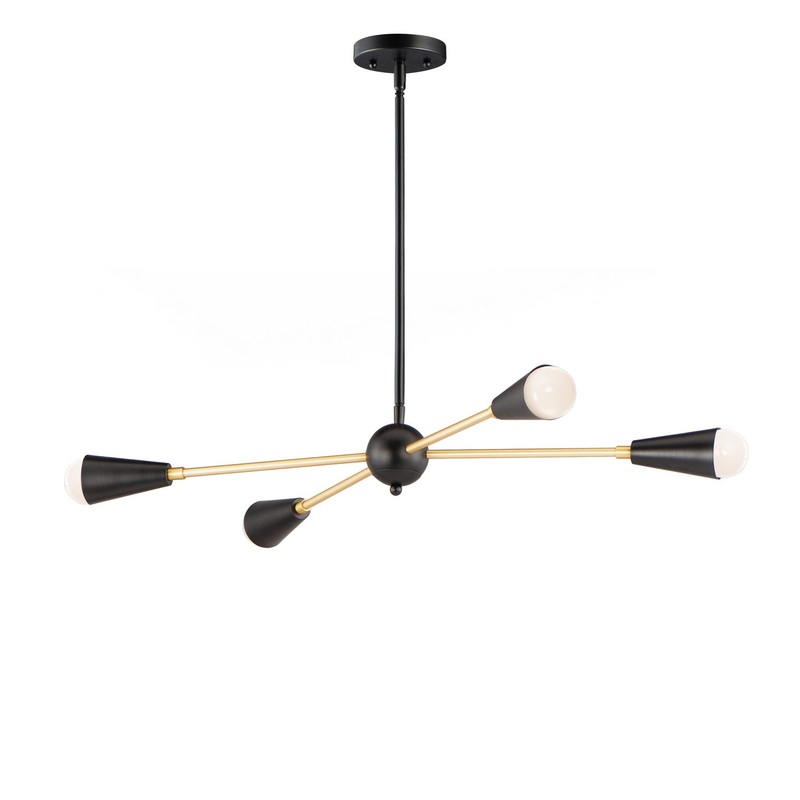 Maxim 11264BKSBR Lovell Four Light Pendant, Black / Satin Brass