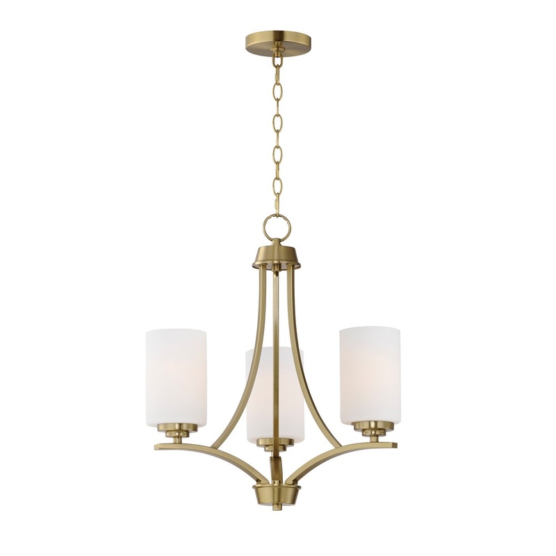 Maxim 20033SWSBR Deven Three Light Chandelier, Satin Brass