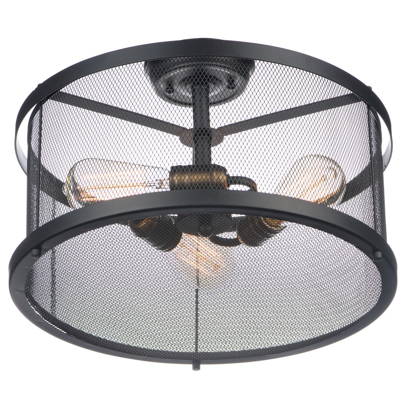 Maxim 20110BKNAB Palladium Three Light Semi-Flush Mount, Black / Natural Aged Brass