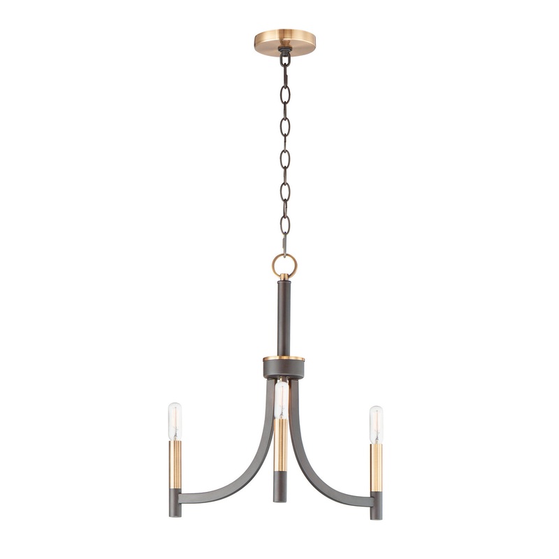 Maxim 21523BZAB Lyndon Three Light Chandelier, Bronze / Antique Brass