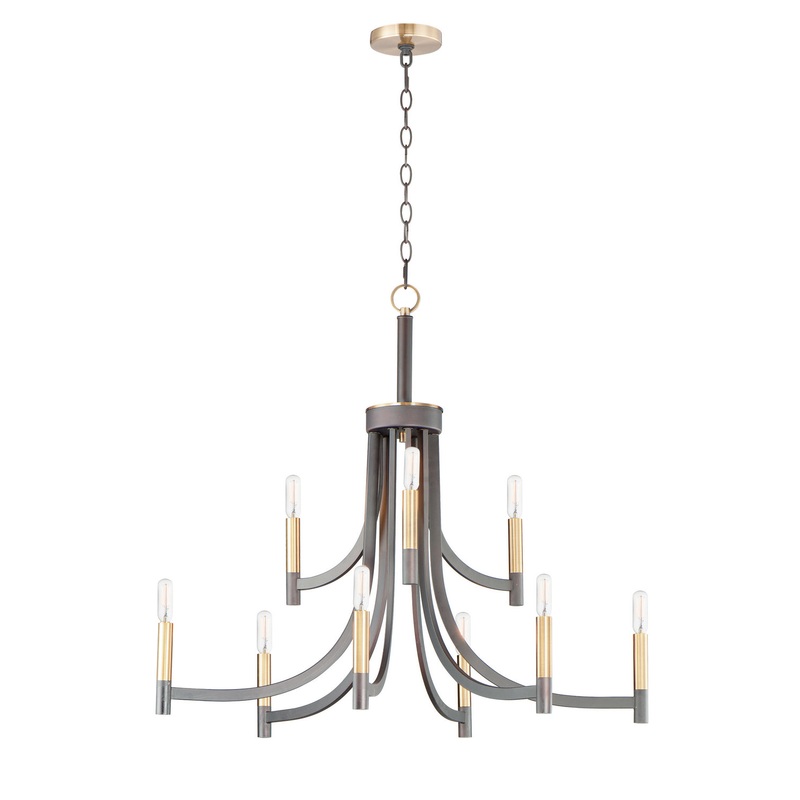 Maxim 21529BZAB Lyndon Nine Light Chandelier, Bronze / Antique Brass