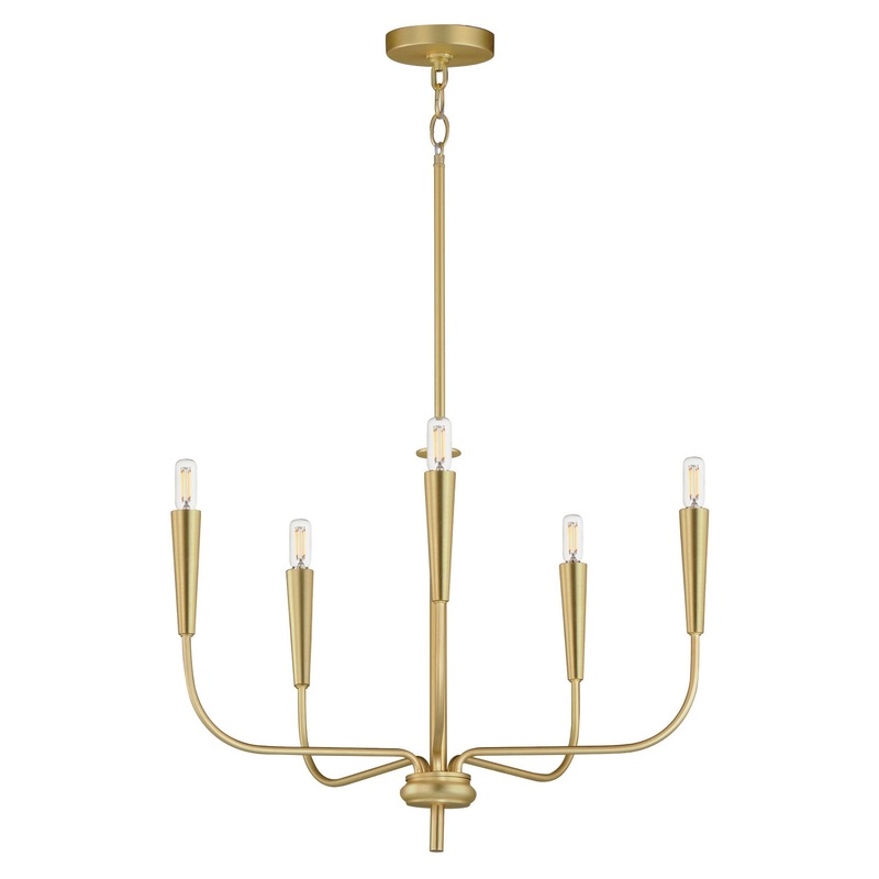 Maxim 24815SBR Vela Five Light Chandelier, Satin Brass