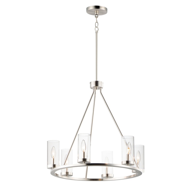 Maxim 25255CLSN Sentinel Six Light Chandelier, Satin Nickel