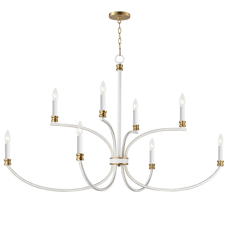 Maxim 11378WWTGL Charlton Eight Light Chandelier, Weathered White/Gold Leaf