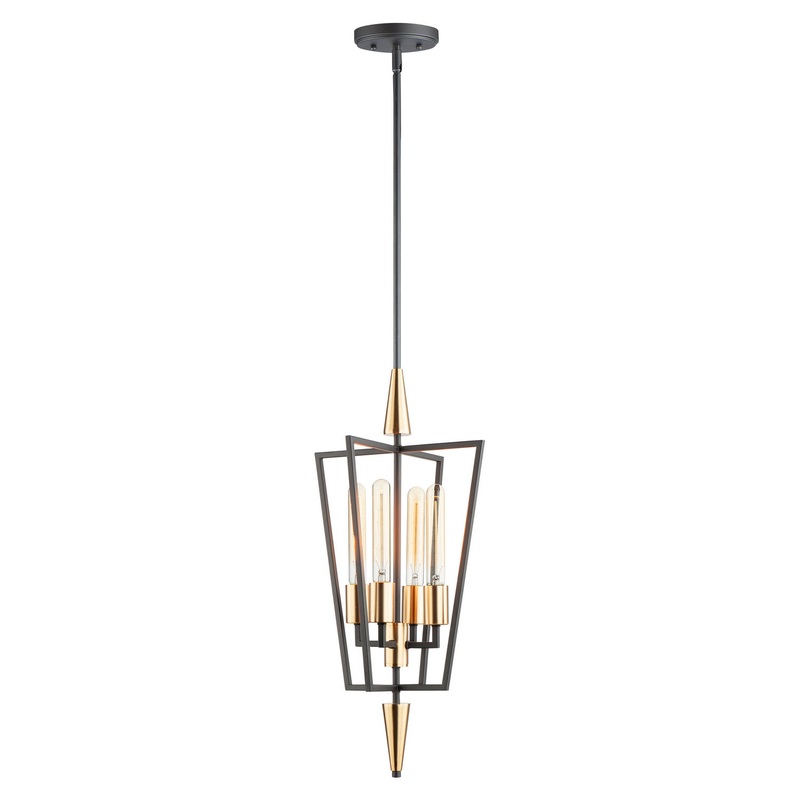 Maxim 11654BKSBR Wings Four Light Pendant, Black / Satin Brass