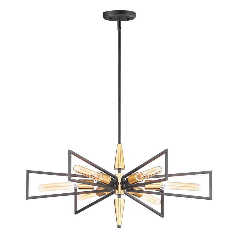 Maxim 11656BKSBR Wings Six Light Chandelier, Black / Satin Brass