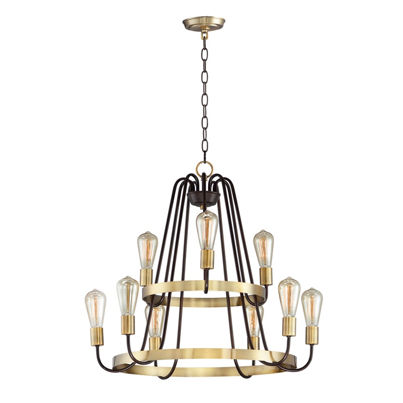 Maxim 11737OIAB Haven Nine Light Chandelier, Oil Rubbed Bronze / Antique Brass