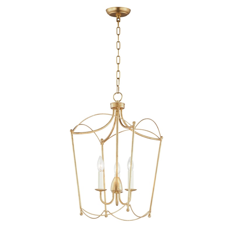 Maxim 12163GL Plumette Three Light Pendant, Gold Leaf