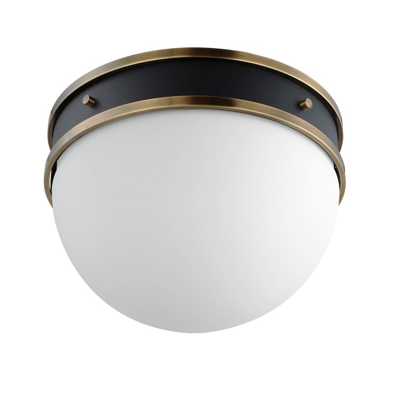 Maxim 12419SWBKWBR Duke One Light Flush Mount, Black/Weathered Brass