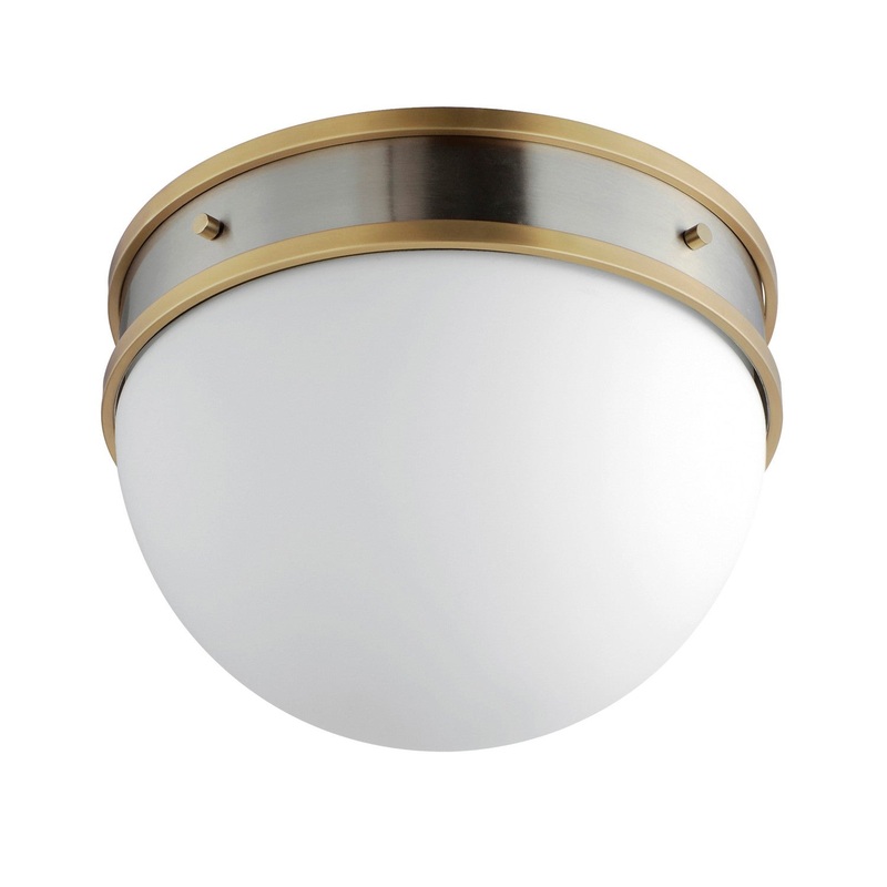 Maxim 12419SWSNSBR Duke One Light Flush Mount, Satin Nickel / Satin Brass
