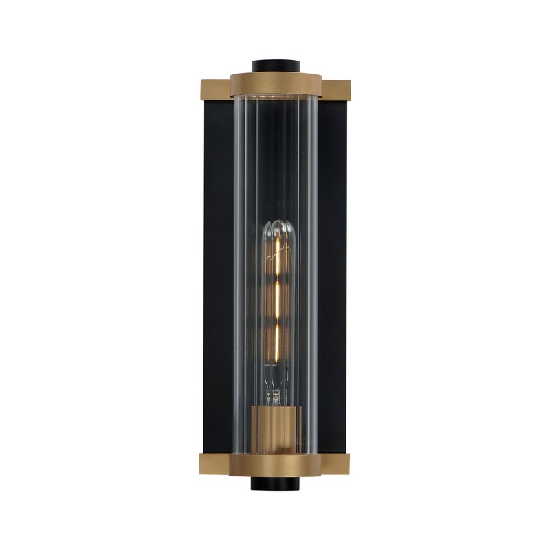 Maxim 16121CRBKAB Opulent One Light Outdoor Wall Sconce, Black / Antique Brass