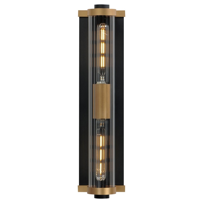 Maxim 16122CRBKAB Opulent Two Light Outdoor Wall Sconce, Black / Antique Brass