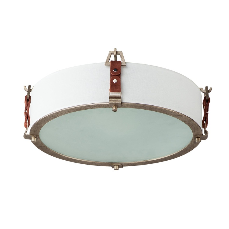 Maxim 16130FTWZBSD Sausalito Three Light Flush Mount, Weathered Zinc / Brown Suede