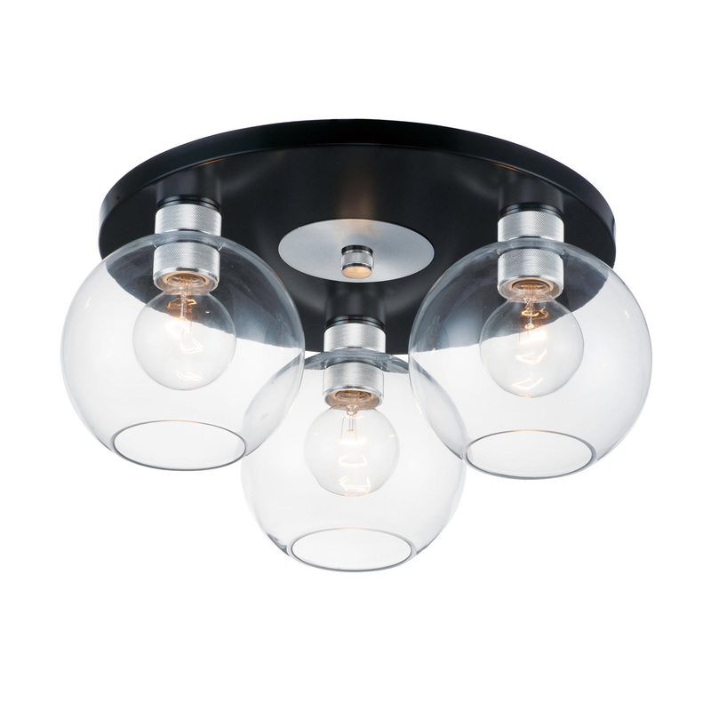 Maxim 21610CLBKAL Vessel Three Light Flush Mount, Black / Brushed Aluminum